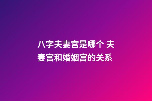 八字夫妻宫是哪个 夫妻宫和婚姻宫的关系